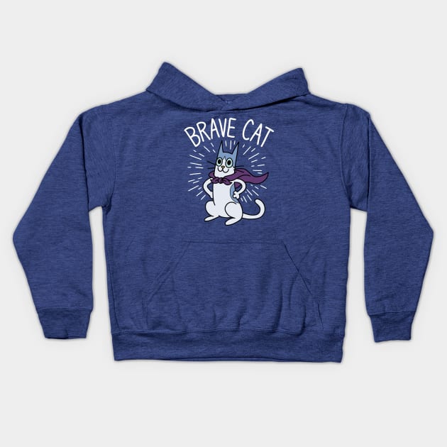 Brave Cat Kids Hoodie by spacecoyote